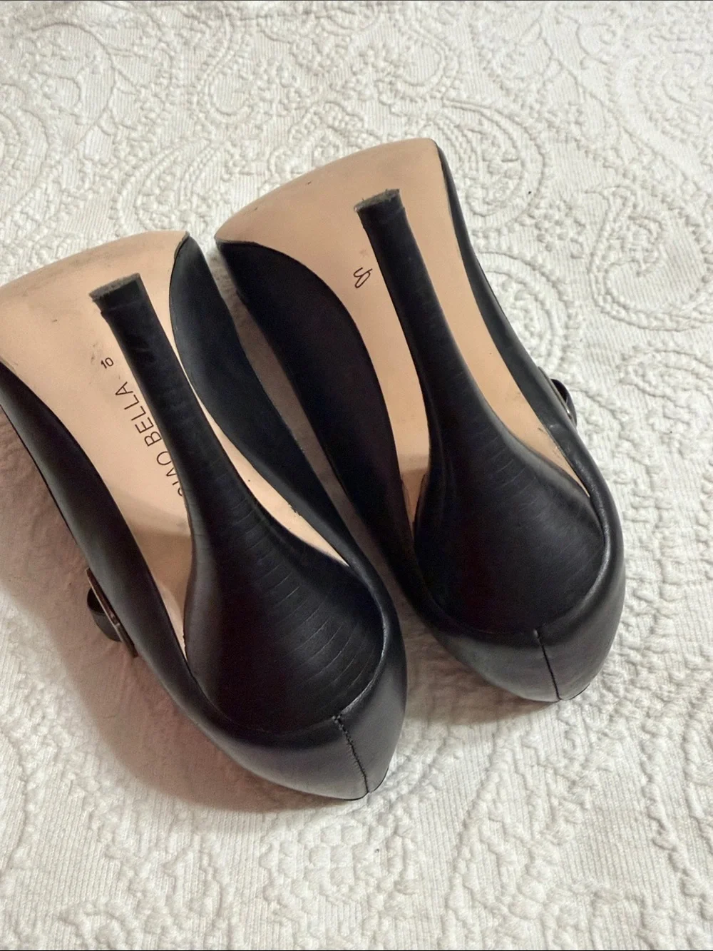 Ciao Bella Size 10 Black Peep-Toe Mary Jane High Heels